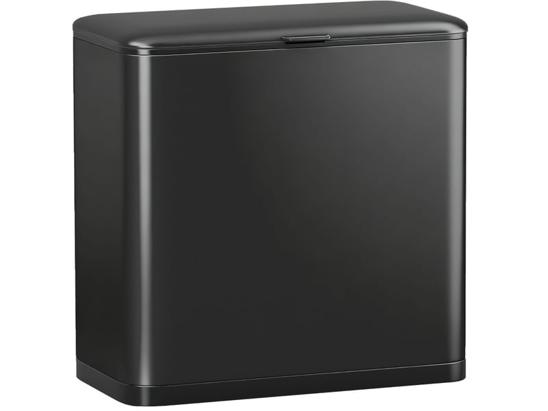  Poubelle 8 l 29,7x17,4x30 cm avec couvercle métal noir  - Conforama A