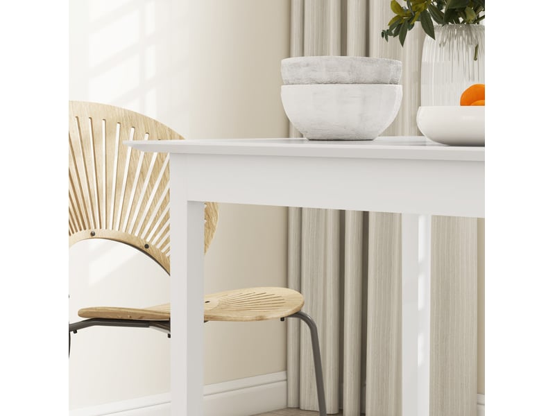  Table 75 x 75 cm blanche en bois, pour 2 personnes, style campagne, idéale cuisine et salle à manger  - Conforama E