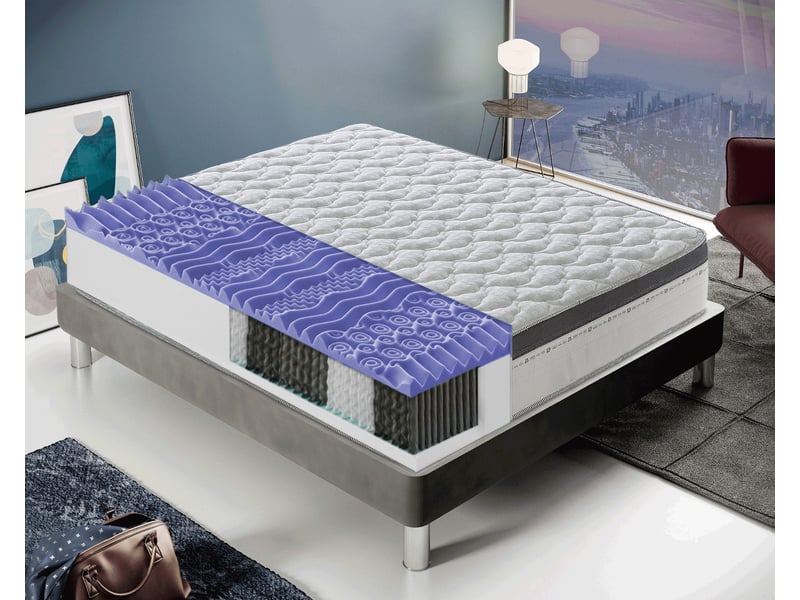 Matelas Ressorts Ensachés 90x200 Cm - Dureté H3/H4 - 20 Cm épaisseur - Certifié Oeko-Tex - Gris