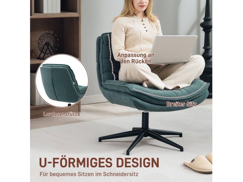  Chaise de bureau 65,5x76x80 cm sans accoudoirs réglable en hauteur vert foncé  - Conforama E
