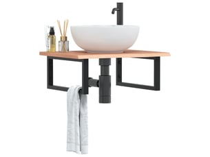 Étagère de vasque | étagère murale acier et bois de chêne massif shl6109
