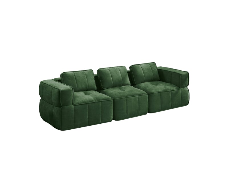 Canapé 3 places, revêtement en tissu, sans assemblage, vert  - Conforama A