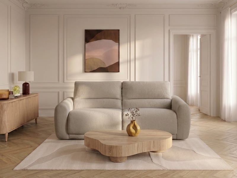  Bobochic canapé droit convertible minorque ouverture express tissu chenille beige 160x200 MINORQUE - Conforama B
