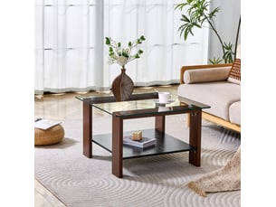 Table basse rectangulaire coloris marron BEAOK  - 41 cmx65 cm