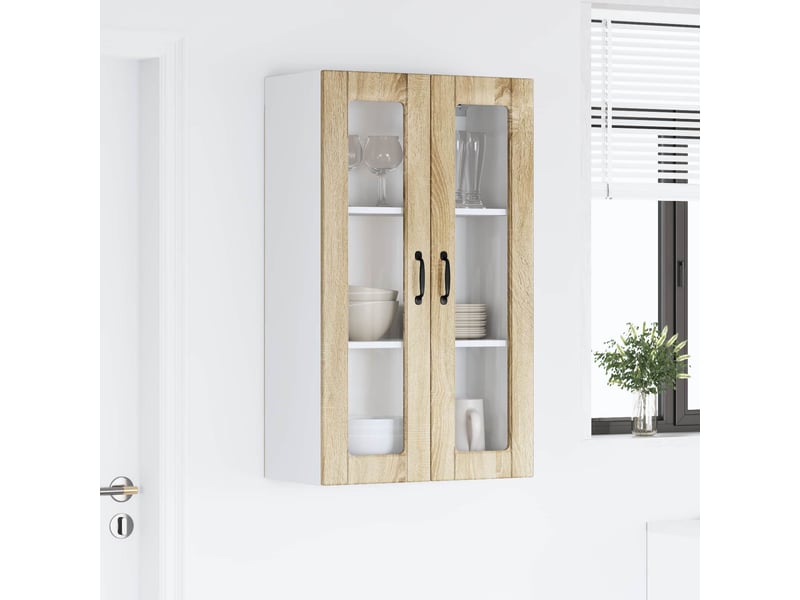 Meuble mural de cuisine, cabinet en verre mural chêne sonoma 60x31x100cm shl7404 - Conforama D
