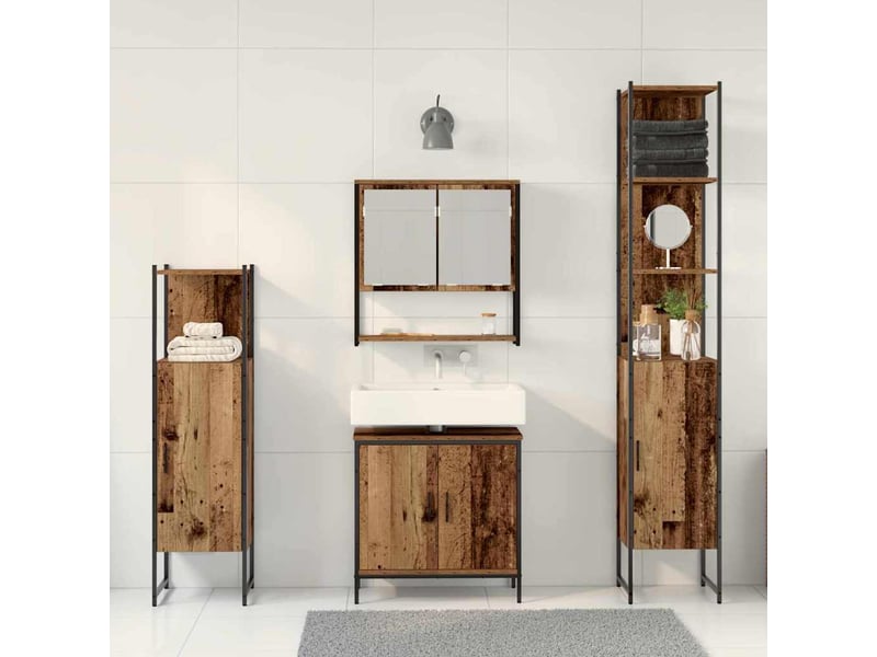  Ensemble de mobilier de salle de bain 4 pc marron cf64525  - Conforama D