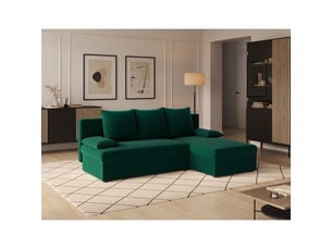 Canapé d'angle vert foncé 3 places angle universel 206x90x146cm gina