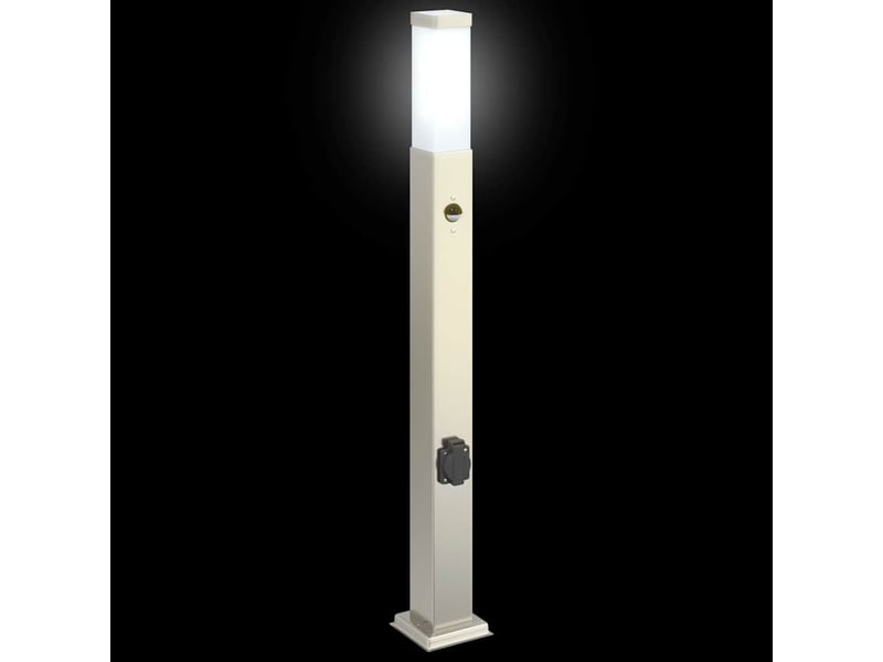 Lot de 3 borne lumineuse avec détecteur et prise 80 cm acier inoxydable ip44 shl97886 - Conforama E