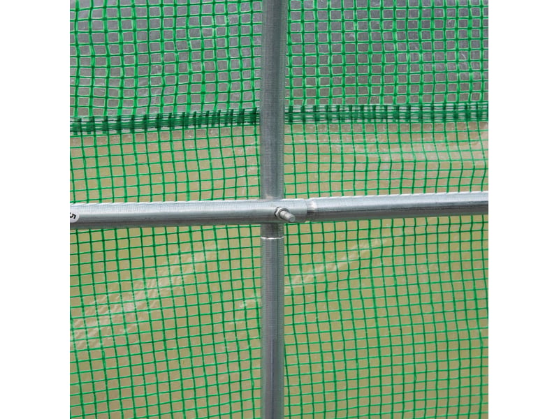  Serre de jardin 350 x 300 x 200 cm verte en acier galvanisé, porte zippée et fenêtres enroulables latérales  - Conforama D
