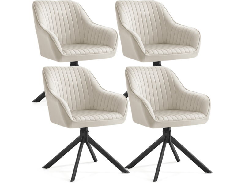  Chaise de salle à manger pivotante rembourrée confort 58 x 60 x 81,5 cm en velours marron caramel 12_0012205  - Conforama A