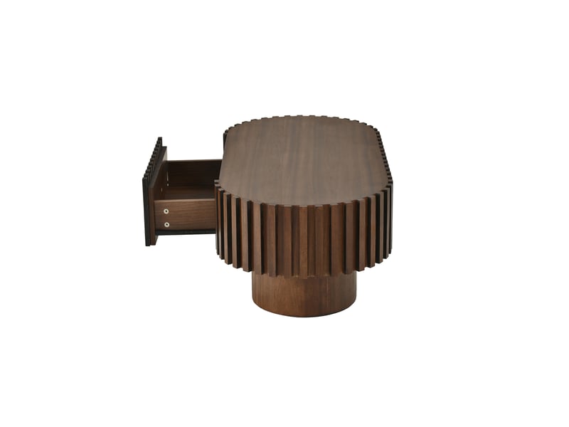  Table basse ovale 100 × 50 × 35,5 cm en mdf avec tiroir couleur noyer chicfurn  - Conforama E