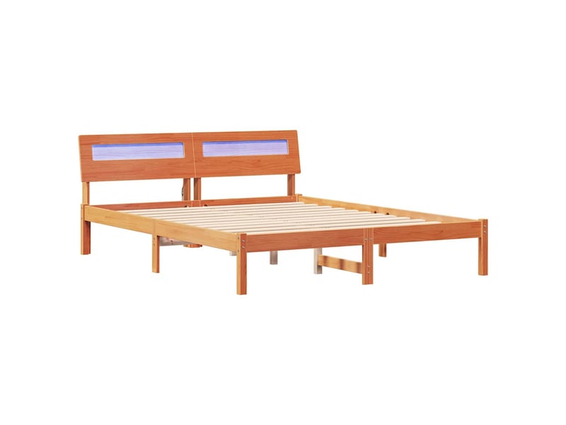  Lit double- lit adulte -  cadre de lit avec tête de lit brun  150 x 200 cm pin massif  - Conforama A