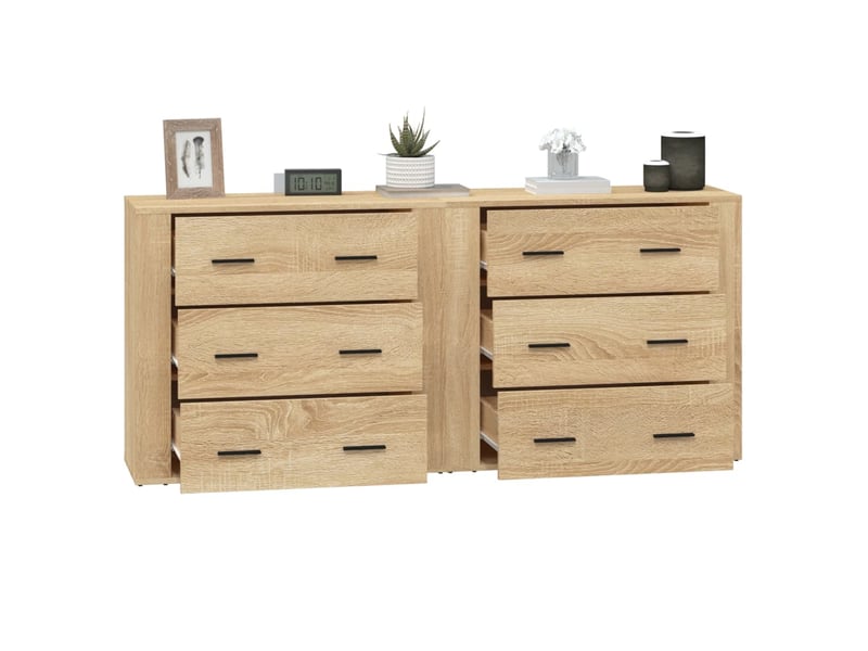  Buffets 2 pcs - bahut - meuble de rangement chêne sonoma bois d'ingénierie  - Conforama E