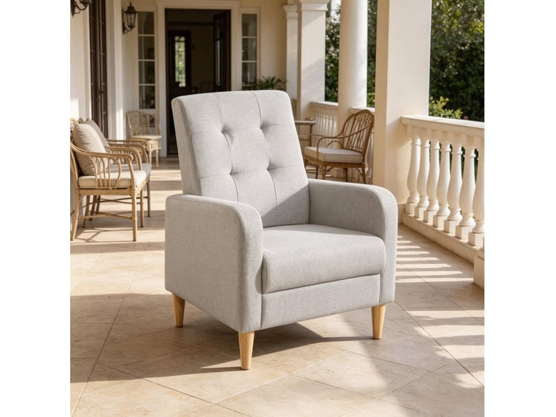  Fauteuil lounge nordique gris clair evryae  - Conforama D