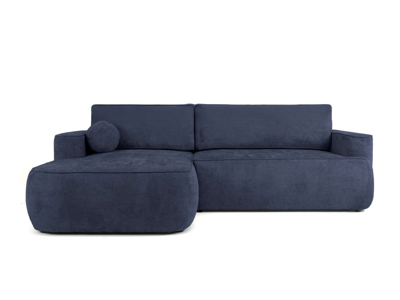  Canapé d'angle gauche cassis avec coffre de rangement en tissu chenille - bleu foncé CASSIS - Conforama A