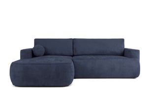 Canapé d'angle gauche fixe LOUNGITUDE CASSIS 4 places Tissu Bleu foncé
