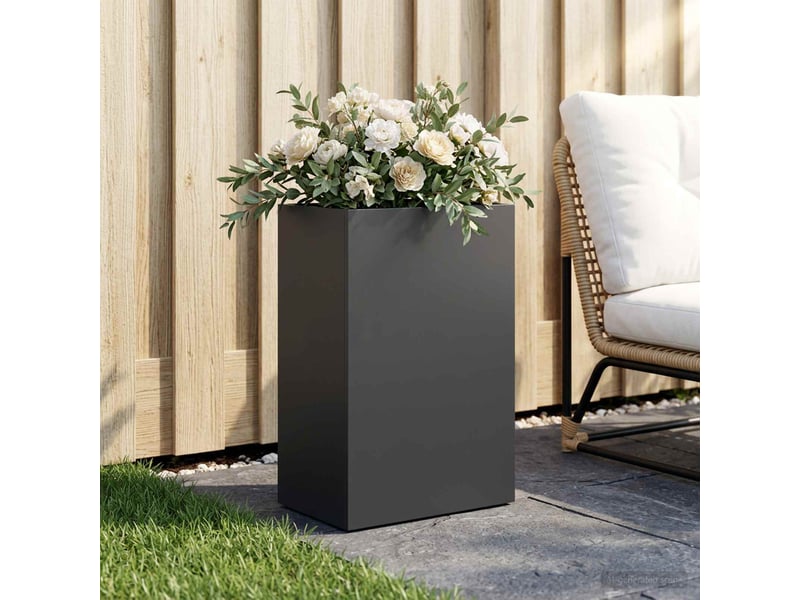 Jardinière - cache-pot de jardin noir 50 x 30 x 75 cm acier laminé à froid - Conforama B