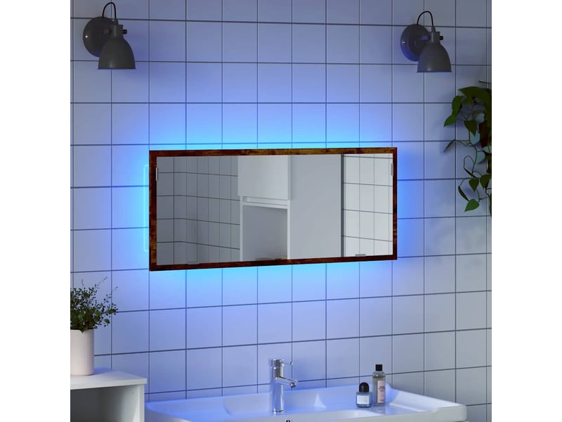 Miroir de salle de bain, miroir de toilette à led chêne fumé bois d'ingénierie cf62516 - Conforama B