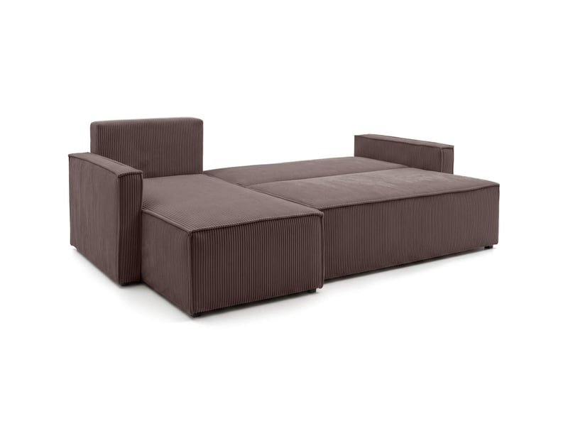  Farah - canapé d'angle reversible convertible 4 places accoudoirs slim velours cotelé  - Conforama C
