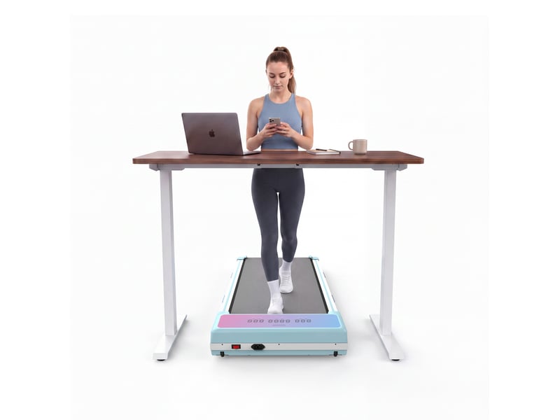  Tapis roulant électrique 118,5 x 51 cm – bleu – inclinaison automatique 15 %, bluetooth et télécommande  - Conforama C