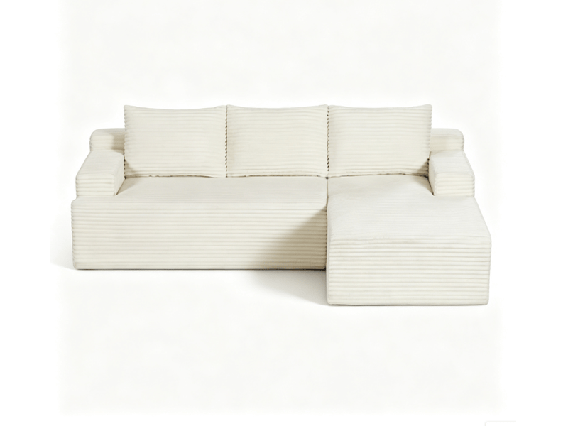 Canapé 4 places - 238x152x66cm - modulable sans montage avec méridienne droite et tissu velours côtelé - beige  - Conforama A