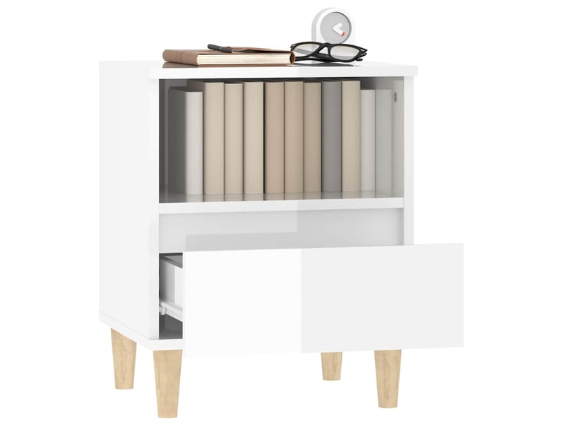  Lot de 2 tables de chevet - cabinet de chevet - table de nuit blanc brillant 40x35x50 cm  - Conforama D