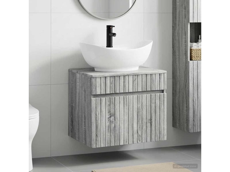  Ensemble de mobilier de salle de bain sonoma gris cf64704  - Conforama B