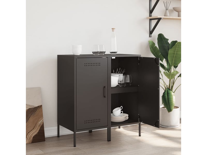  Buffets 2 pcs - bahut - meuble de rangement noir 36x39x79 cm acier  - Conforama C