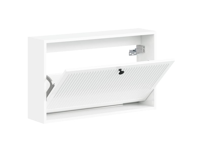  Meuble à chaussures mural, armoire à chaussures ede 71x17x43 cm blanc brillant  - Conforama C