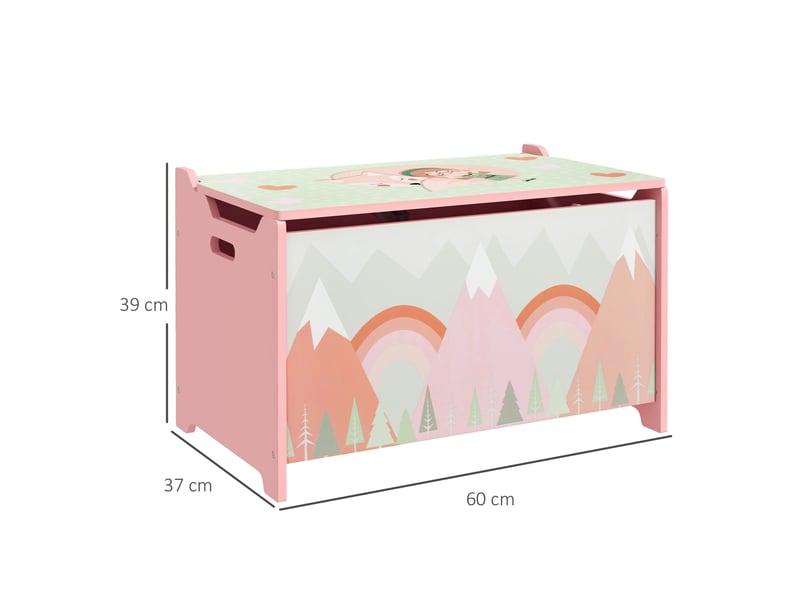 Coffres à jouets pour enfants de 3 à 8 ans, boîtes de rangement avec 2 poignées et motif renard, 60 x 37 x 39 cm, rose - Conforama D
