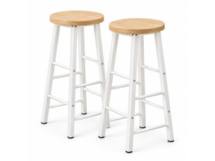 Lot de 2 tabourets de bar 30x30x71 cm bois clair et métal, style industriel pour cuisine et bar