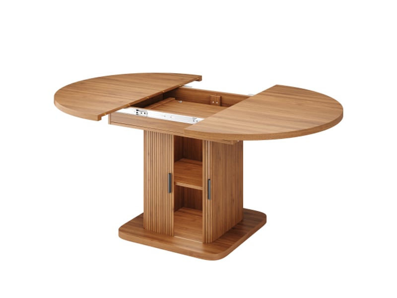  Table à manger extensible 110–149,8 cm, rangements, tiroirs coulissants et plateau amovible – noyernoir  - Conforama D