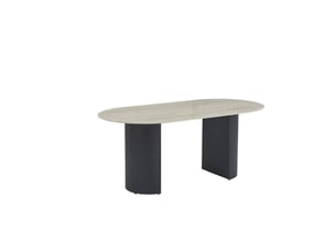 Table à manger céramique travertin brillant métal noir 180 cm 6-8 personnes – anna
