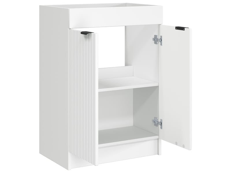  Armoire sous évier de salle de bain, meuble de rangement blanc 56x37.5x81 cm shl1184  - Conforama D