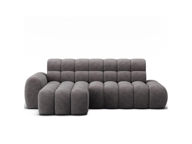 Canapé d'angle convertible bulla 3 places gris – tissu effet alcantara avec extension d'assise électrique - Conforama A
