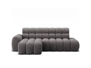 Canapé d'angle convertible bulla 3 places gris – tissu effet alcantara avec extension d'assise électrique