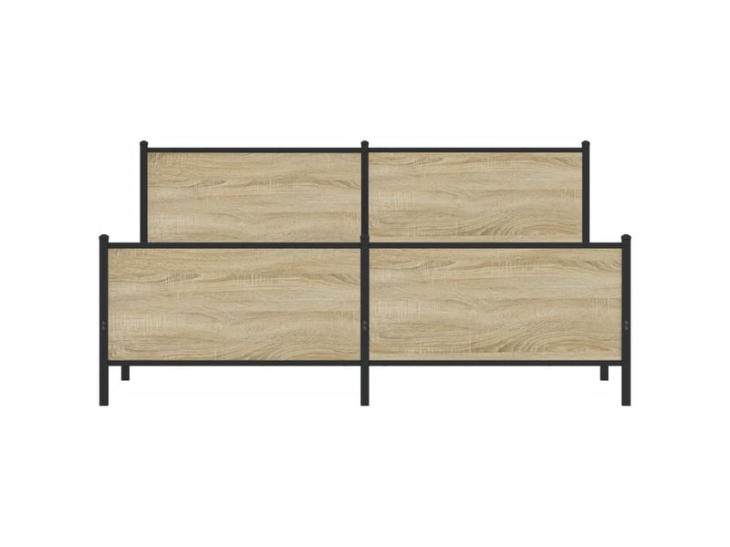 Lit double- lit adulte - cadre de lit en métal sans matelas chêne sonoma 200x200 cm - Conforama D