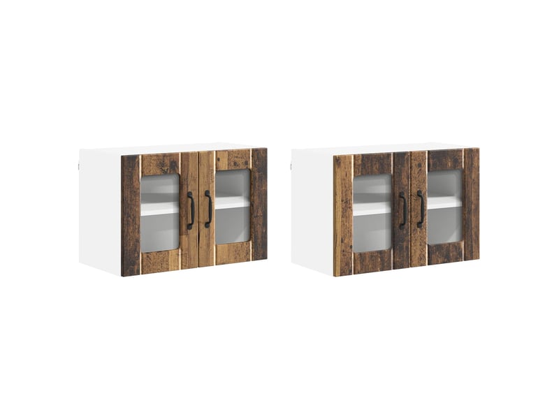  Cabinet en verre mural 2 pcs bois ancien bois d'ingénierie shl7494  - Conforama A