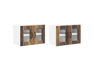 Cabinet en verre mural 2 pcs bois ancien bois d'ingénierie shl7494