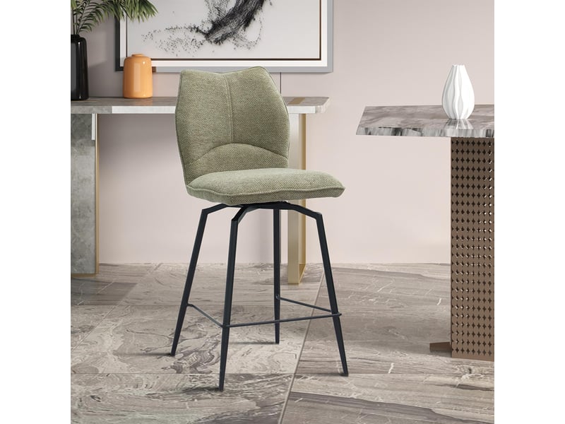 Stela - lot de 2 tabourets pivotants en tissu taupe piètement métal noir STELA-TAU - Conforama C