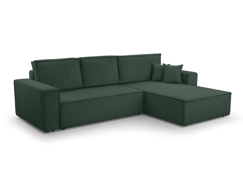 Canapé d’angle en velours côtelé vert foncé cedria – 287 cm CedriaMini - Conforama A