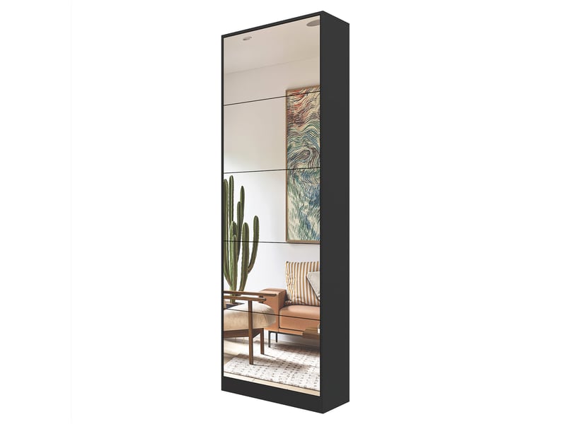  Meuble à chaussures avec miroir 5 abattants mdf noir 63 x 23.6 x 185 cm T3143S00006 - Conforama B