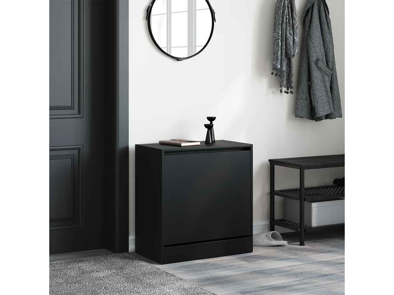  Meuble à chaussure, armoire à chaussures noir 60x34x63,5 cm bois d'ingénierie  - Conforama C