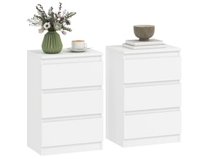 Tables de chevet tcqpz lot de 2 40 x 30 x 59,5 cm 3 tiroirs mdf blanc