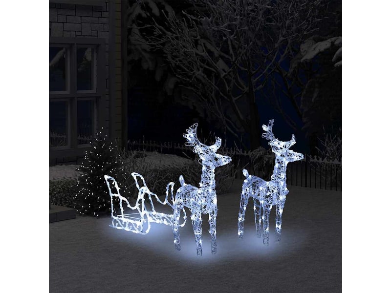  Décoration de noël rennes et traîneau 160 led 130 cm acrylique  - Conforama B