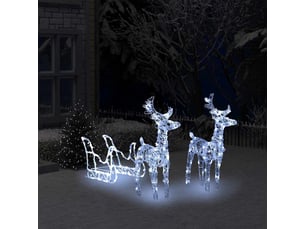 Décoration de noël rennes et traîneau 160 led 130 cm acrylique
