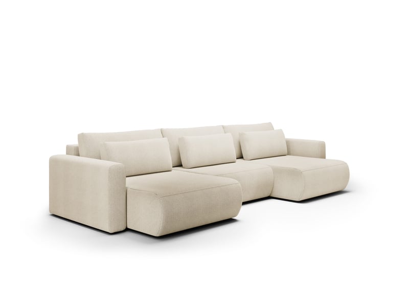  Canapé d'angle convertible 5 places welly u beige  - Conforama A
