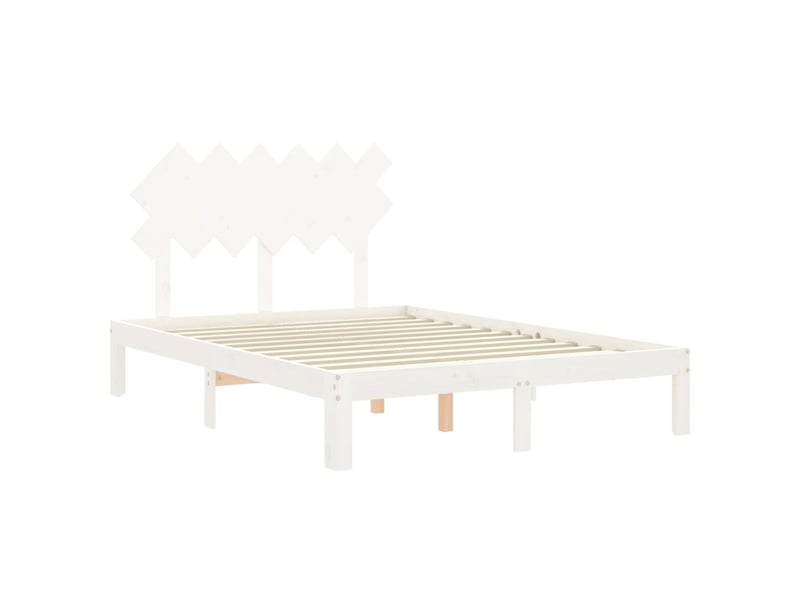  Lit double- lit adulte -  cadre de lit sans matelas blanc bois de pin massif  - Conforama D