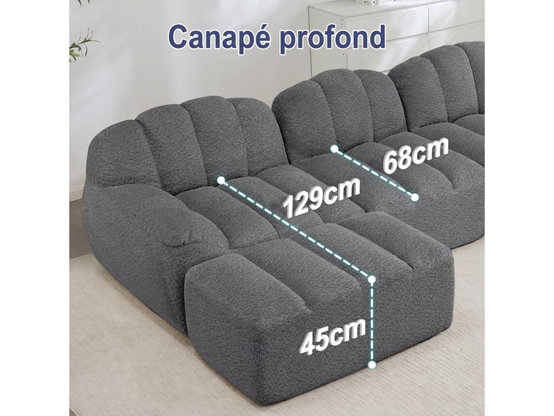  Canapé modulaire 4 places avec ottomane - assise profonde 366 x 165 cm, sans structure rigide  - Conforama W