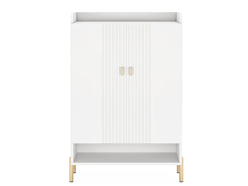  Meuble à chaussures en panneau de particules et métal blanc et doré 75x36,5x111 cm  - Conforama A